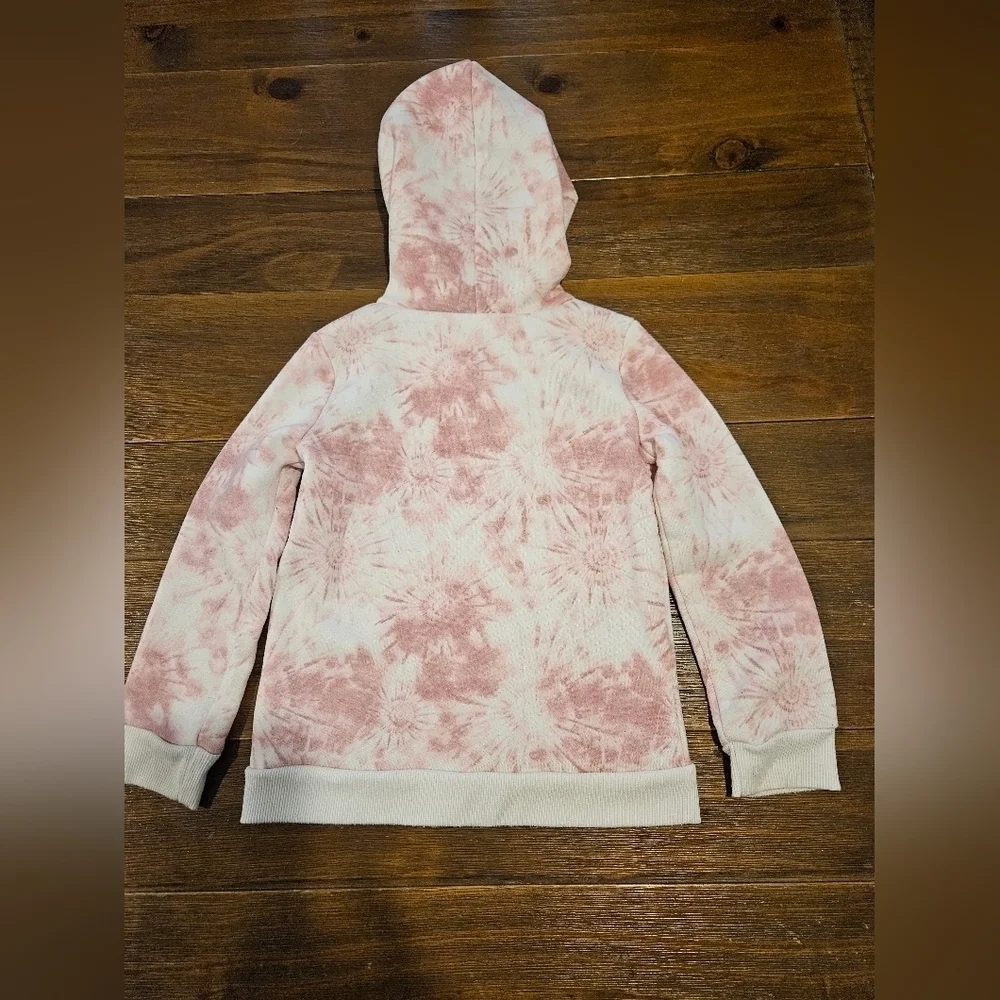 NICKELODEON GIRL'S PINK & WHITE TIE-DYE W/GOLD TRIM MORE KINDNESS HOODIE SIZE 6